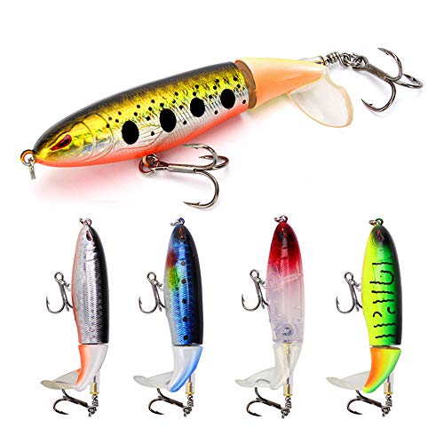 DesignSter 5Pcs Lápiz Popper Señuelo Pesca Artificial Duro 10 cm 15 g Wobbler Flotante Multi-Segmentos Swimbait Siluros Bass Lubina Señuelo para Pesca Spinning con 2 Triángulo Ganchos