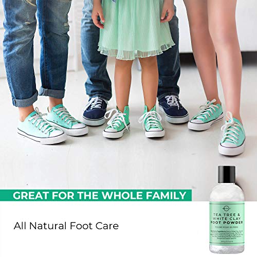 Desodorante Natural en Polvo Para el Cuidado De Los Pies . Reduce Sudor y Micosis Uñas. Antifúngico, con Aceite Esencial de Árbol de Té. Sin Talco Elimina Malos Olores zapatos y pies . Unisex 104 gr.