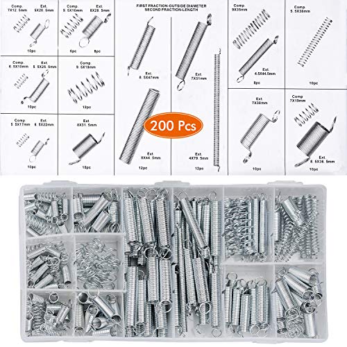 DESON 200pcs Muelles de Compresión y Muelles de Extensión, Surtido de Muelles para Reemplazo Bricolaje y Manualidades - 20 Tamaños DESON 200pcs Muelles de Compresión y Muelles de Extensión, Surtido de Muelles para Reemplazo Bricolaje y Manualidades - 20 Tamaños