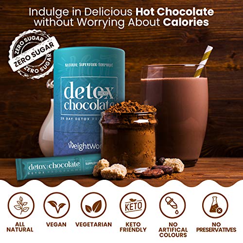 Detox Adelgazante Chocolate Caliente Desintoxicante - Para Adelgazar y Las Eliminar Toxinas, Con Garcinia Cambogia y L-Carnitina, Inhibidor de Apetito, Más Sabroso y Gustoso que un Té, 28 Sobres