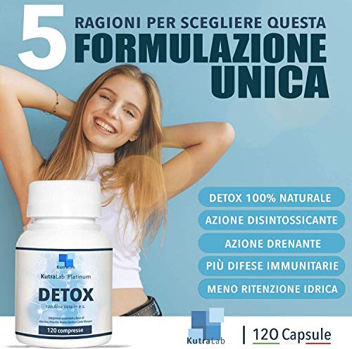 Detox Platinum KutraLab | Quema Grasas Adelgazante Muy Rápido Y Efectivo Para Mujer | Con Aloe Vera Puro Y Cardo Mariano | Potentes Cápsulas Quemagrasas Para Retención De Líquidos Y Vientre Plano