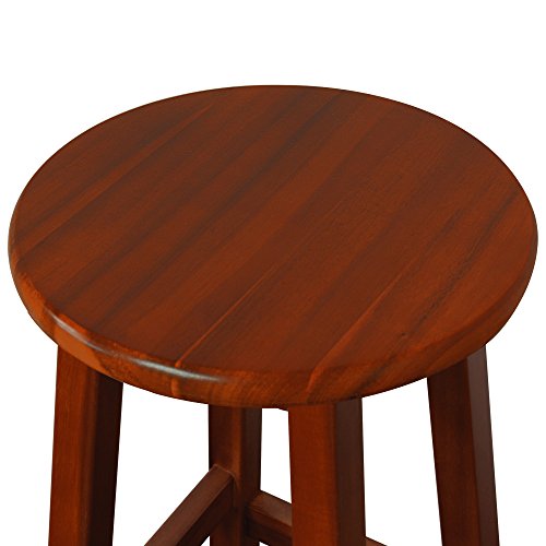 Deuba 2x Taburetes de bar marrónes altos de madera de acacia sillas de estilo colonial para barras salón cocina eventos