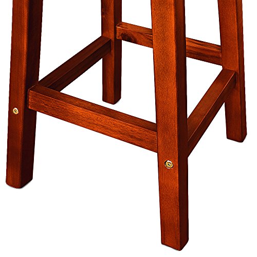 Deuba 2x Taburetes de bar marrónes altos de madera de acacia sillas de estilo colonial para barras salón cocina eventos
