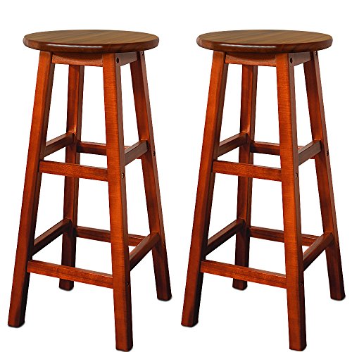 Deuba 2x Taburetes de bar marrónes altos de madera de acacia sillas de estilo colonial para barras salón cocina eventos Deuba 2x Taburetes de bar marrónes altos de madera de acacia sillas de estilo colonial para barras salón cocina eventos