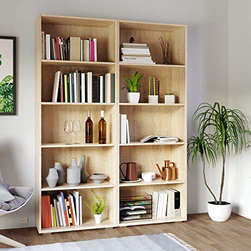 Deuba Estantería libreria Biblioteca Vela Roble 5 estantes 190 cm Mueble de almacenaje Oficina Dormitorio salón casa Deuba Estantería libreria Biblioteca Vela Roble 5 estantes 190 cm Mueble de almacenaje Oficina Dormitorio salón casa
