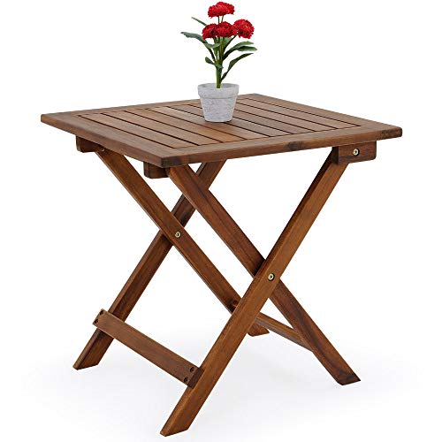 Deuba Mesa Auxiliar de jardín Madera de Acacia mesita de café Exterior Plegable Mesa de Centro 46x46 cm terraza Patio