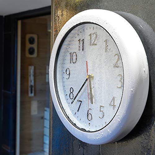 Deuba Reloj de Pared radiocontrolado Impermeable Blanco Ø30cm Silencioso Alta precisión Uso en Exteriores e Interiores