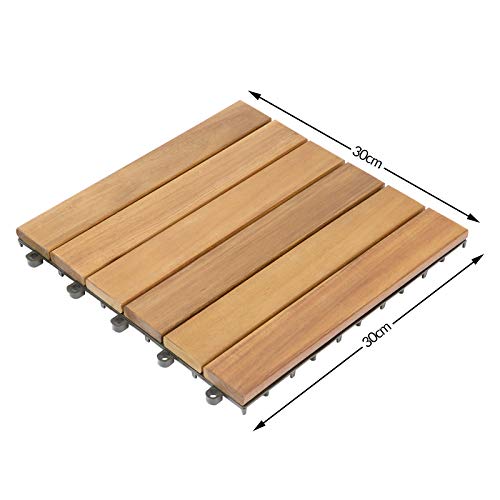 Deuba Set de 33 baldosas"Clásica" de madera Acacia 30 x 30 cm por 3m² losas de terraza jardín balcón spa Deuba Set de 33 baldosas"Clásica" de madera Acacia 30 x 30 cm por 3m² losas de terraza jardín balcón spa
