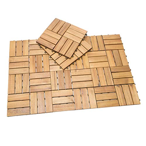 Deuba Set de 33 baldosas"Mosaïco" de madera Acacia 30 x 30 cm por 3m² losas de terraza jardín balcón spa