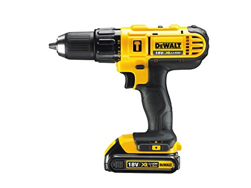 Dewalt DCD776C3-QW DCD776C3-QW-Taladro Percutor XR 18V 13mm 42Nm con 3 baterías Li-Ion 1,3Ah y maletín, 18 W, 18 V, Negro Y Amarillo