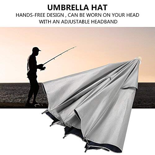 DEWIN Paraguas Sombrero - Outdoor Handfree Paraguas Cap Sombrero de Pesca Impermeable Protección UV Ligero