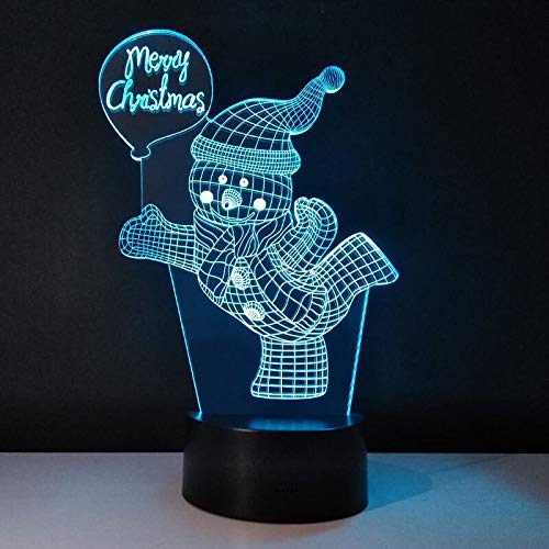 DFDLNL Figuras navideñas Luz de Noche Muñeco de Nieve Lámpara de Noche Colores 3D Luminaria Noel Decoración Brillante Navidad Lampar Regalos de año para niños