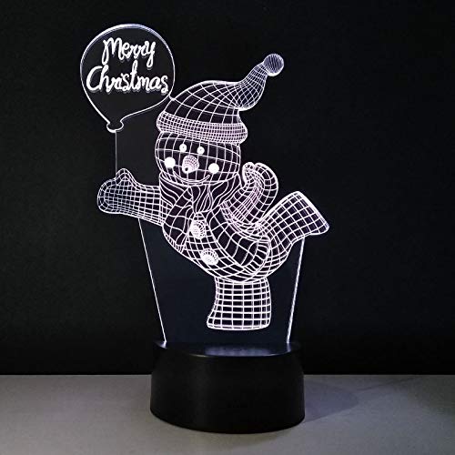 DFDLNL Figuras navideñas Luz de Noche Muñeco de Nieve Lámpara de Noche Colores 3D Luminaria Noel Decoración Brillante Navidad Lampar Regalos de año para niños