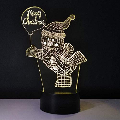 DFDLNL Figuras navideñas Luz de Noche Muñeco de Nieve Lámpara de Noche Colores 3D Luminaria Noel Decoración Brillante Navidad Lampar Regalos de año para niños