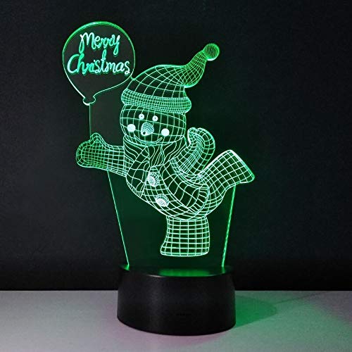 DFDLNL Figuras navideñas Luz de Noche Muñeco de Nieve Lámpara de Noche Colores 3D Luminaria Noel Decoración Brillante Navidad Lampar Regalos de año para niños