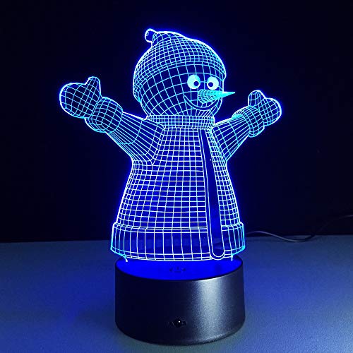 DFDLNL Muñeco de Nieve 7 Colores Que cambian 3D Visual Led Night Night Table 3D Lámpara Baby Sleeping Lighting para la decoración del hogar