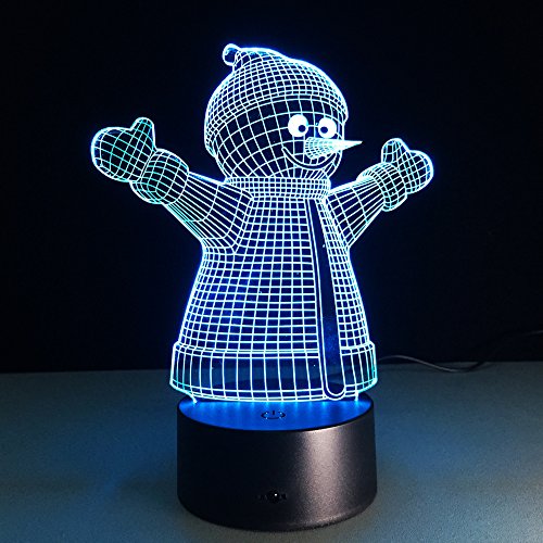 DFDLNL Muñeco de Nieve 7 Colores Que cambian 3D Visual Led Night Night Table 3D Lámpara Baby Sleeping Lighting para la decoración del hogar