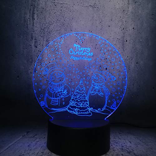 DFDLNL Muñeco de Nieve y árbol Lámpara 3D Decoración navideña para el hogar Bombilla led Multicolor Luz de Noche Feliz año Nuevo Hombre de Nieve Iluminación Acrílico DFDLNL Muñeco de Nieve y árbol Lámpara 3D Decoración navideña para el hogar Bombilla led Multicolor Luz de Noche Feliz año Nuevo Hombre de Nieve Iluminación Acrílico