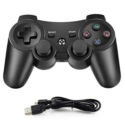 Dhaose Mando Inalámbrico para PS3, Controller Bluetooth con Doble Vibración, Wireless Rechargable Bluetooth Gamepad Remote Joystick Controller Gamepad para Playstation 3 Dhaose Mando Inalámbrico para PS3, Controller Bluetooth con Doble Vibración, Wireless Rechargable Bluetooth Gamepad Remote Joystick Controller Gamepad para Playstation 3