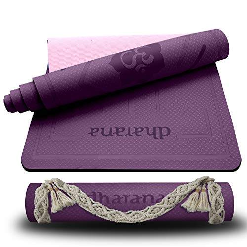 Dharana Esterilla Yoga Mat Antideslizante Profesional- Colchoneta Gruesa para Deportes - Gimnasia Pilates Fitness - Ecológica -183cm Largo - 61cm Ancho - 0.6cm Grosor