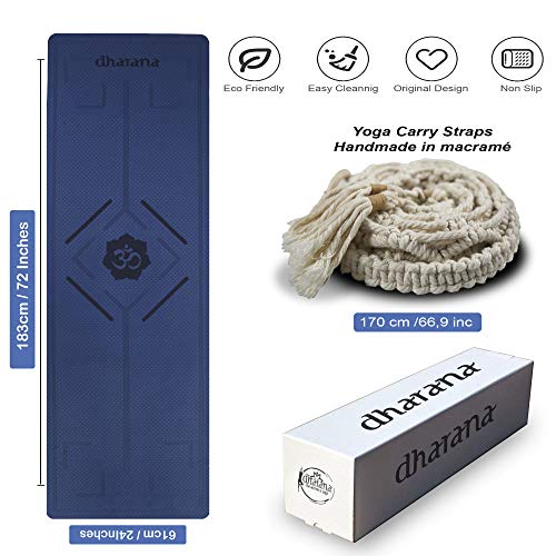 Dharana Esterilla Yoga Mat Antideslizante Profesional- Colchoneta Gruesa para Deportes - Gimnasia Pilates Fitness - Ecológica -183cm Largo - 61cm Ancho - 0.6cm Grosor Dharana Esterilla Yoga Mat Antideslizante Profesional- Colchoneta Gruesa para Deportes - Gimnasia Pilates Fitness - Ecológica -183cm Largo - 61cm Ancho - 0.6cm Grosor