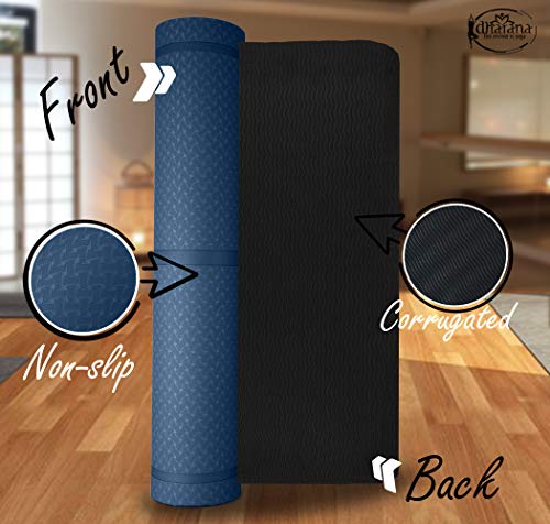 Dharana Esterilla Yoga Mat Antideslizante Profesional- Colchoneta Gruesa para Deportes - Gimnasia Pilates Fitness - Ecológica -183cm Largo - 61cm Ancho - 0.6cm Grosor