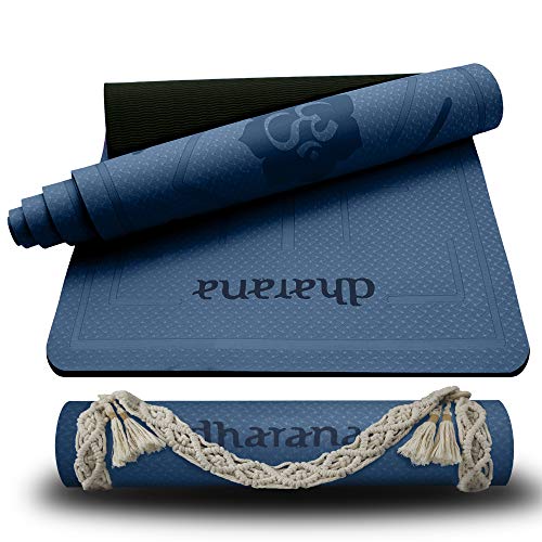 Dharana Esterilla Yoga Mat Antideslizante Profesional- Colchoneta Gruesa para Deportes - Gimnasia Pilates Fitness - Ecológica -183cm Largo - 61cm Ancho - 0.6cm Grosor