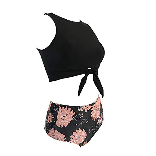 DHHY Bikini Conjunto de Mujer Bikini de Cuello Alto Bikini Estampado con Cintura Alta