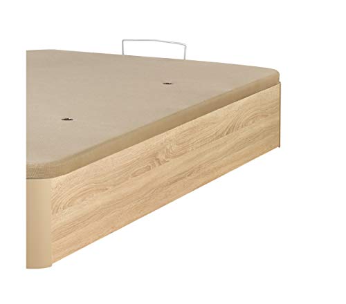 DHOME Canape Abatible Tapizado 3D 4 válvulas Maxima Calidad Esquinas canapé Madera (135x190 Roble, 22mm)