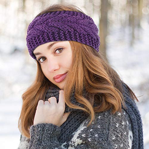 Diadema de Invierno Diadema de Punto de Cable de Lana Calentador de Orejas Banda de Pelo para Mujeres (Morado) Diadema de Invierno Diadema de Punto de Cable de Lana Calentador de Orejas Banda de Pelo para Mujeres (Morado)