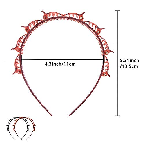 Diadema para el pelo con pinzas, estilo de pelo doble, accesorio para el pelo, accesorio para el pelo, cinta para el pelo, cinta para el pelo, cinta para el pelo con pinzas, color negro