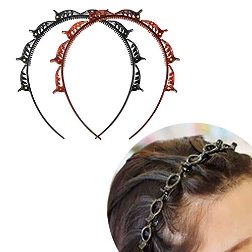 Diadema para el pelo con pinzas, estilo de pelo doble, accesorio para el pelo, accesorio para el pelo, cinta para el pelo, cinta para el pelo, cinta para el pelo con pinzas, color negro