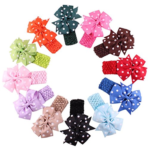 diademas bebe niña diademas bebe recien nacidos K-youth® Punto de ola bowknot banda para el pelo elasticas cintas de pelo bebe niña bautizo cinta para bebé para 0 meses a 4 años (Caqui)