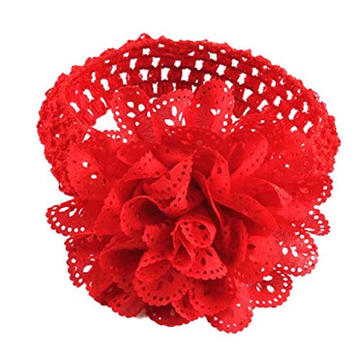 Diademas Bebe Niña,SHOBDW Elásticas Arcos De Encaje De Flores Bebé Turbante Viste A La Cabeza Envuelve Accesorios De Fotografía Cintas para el pelo Bebe Niña Recien Nacida,Rojo