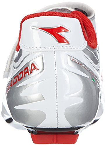 Diadora TRIVEX - Calzado de ciclismo unisex, color Multicolor (silber/weiß/rot 2746), talla 45