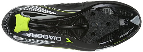 Diadora TRIVEX II, Zapatillas de Ciclismo de Carretera Unisex Adulto, Color Negro, Blanco, Amarillo, Fluo3740, 41 EU