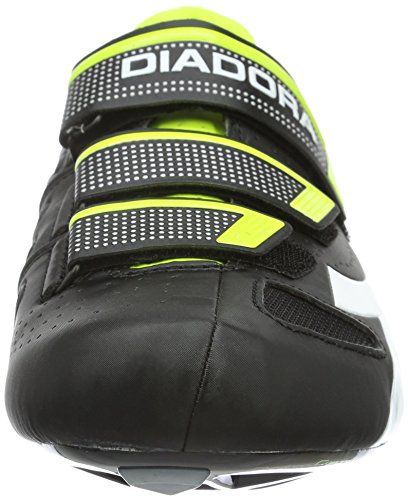 Diadora TRIVEX II, Zapatillas de Ciclismo de Carretera Unisex Adulto, Color Negro, Blanco, Amarillo, Fluo3740, 41 EU