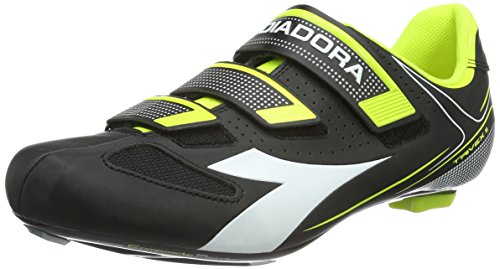 Diadora TRIVEX II, Zapatillas de Ciclismo de Carretera Unisex Adulto, Color Negro, Blanco, Amarillo, Fluo3740, 41 EU