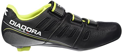 Diadora TRIVEX II, Zapatillas de Ciclismo de Carretera Unisex Adulto, Color Negro, Blanco, Amarillo, Fluo3740, 41 EU