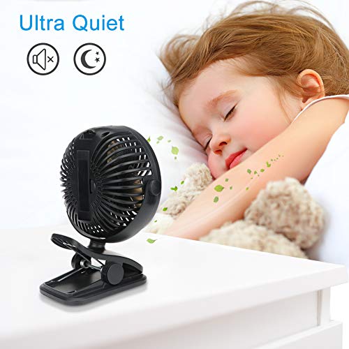 DIAOCARE Ventilador USB,Portátil Mini Ventilador USB Silencioso,3 Velocidades,Recargable 360 Grados de Rotación Ventilador con Clip,Ventilador de Mesa para Cochecito de Bebé/Coche/Viajes/Oficina/Hogar