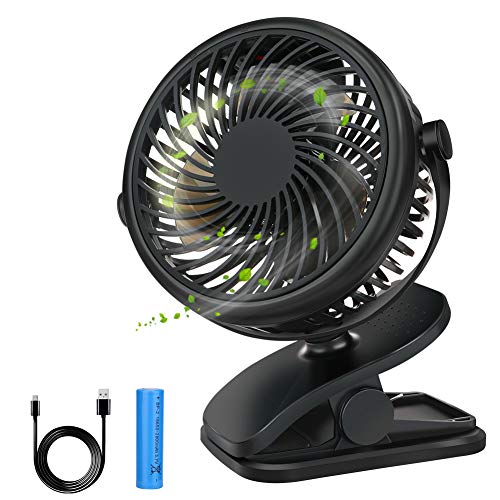 DIAOCARE Ventilador USB,Portátil Mini Ventilador USB Silencioso,3 Velocidades,Recargable 360 Grados de Rotación Ventilador con Clip,Ventilador de Mesa para Cochecito de Bebé/Coche/Viajes/Oficina/Hogar