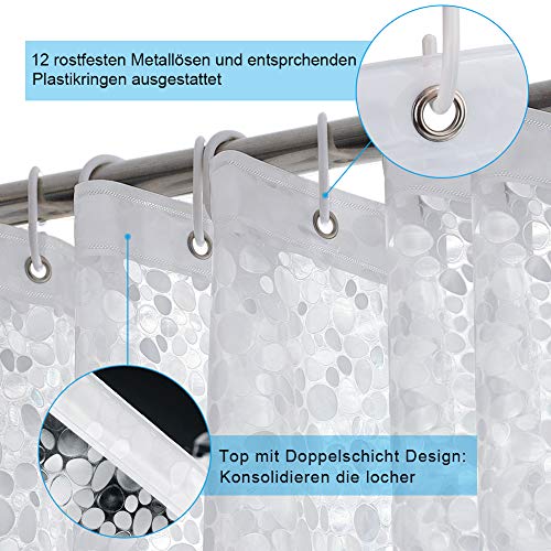 DIAOPROTECT - Cortina de ducha de EVA, resistente al agua y al moho, semitransparente para baño - adoquinado, sin olor químico, bañeras de 180 x 200 cm - 12 ganchos