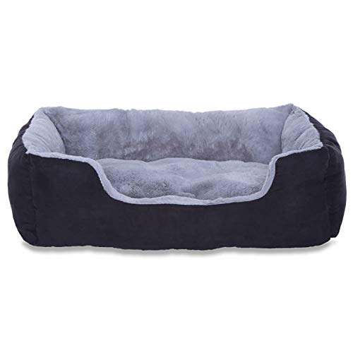 dibea Cama perros cojín perros cesta perros con cojín tamaño (M) 60x48 cm gris/negro