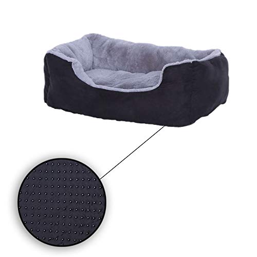 dibea Cama perros cojín perros cesta perros con cojín tamaño (M) 60x48 cm gris/negro