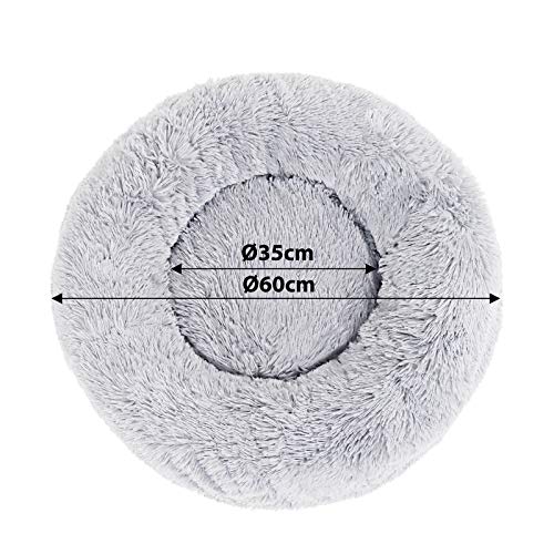 Dibea Cama Perros Redonda cojín Gatos sofá para Perros Donut Ø 60 cm (L) Gris Claro