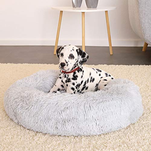 Dibea Cama Perros Redonda cojín Gatos sofá para Perros Donut Ø 60 cm (L) Gris Claro