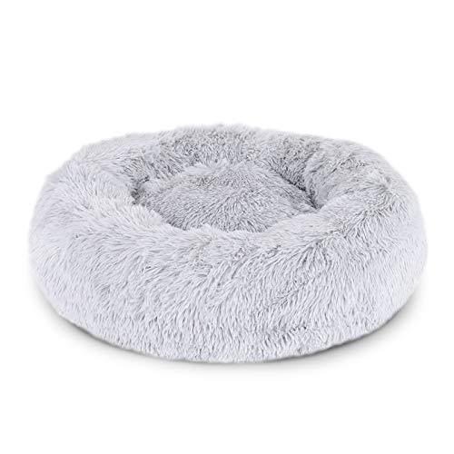 Dibea Cama Perros Redonda cojín Gatos sofá para Perros Donut Ø 60 cm (L) Gris Claro