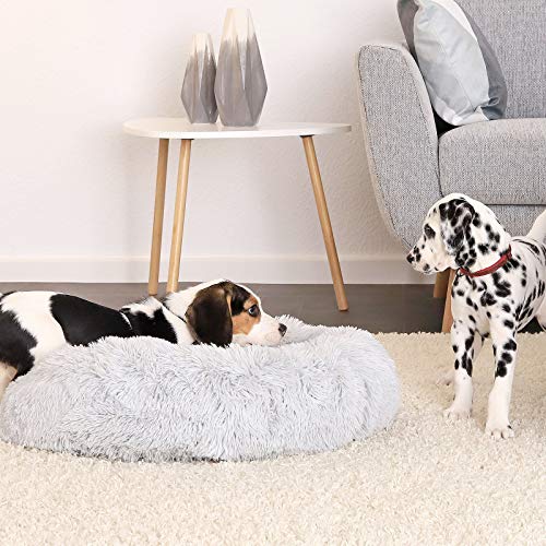 Dibea Cama Perros Redonda cojín Gatos sofá para Perros Donut Ø 60 cm (L) Gris Claro