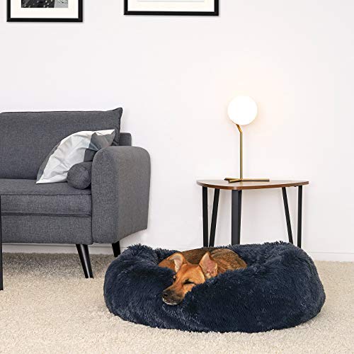 Dibea Cama Perros Redonda cojín Gatos sofá para Perros Donut Ø 80 cm dimensión Exterior Gris Oscuro