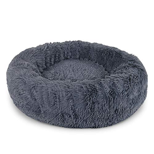 Dibea Cama Perros Redonda cojín Gatos sofá para Perros Donut Ø 80 cm dimensión Exterior Gris Oscuro